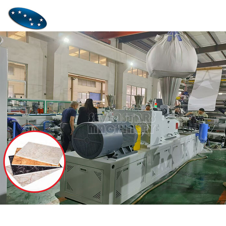 product sevenstars 2024 high quality pvc artificial  marble sheet plastic extrusion line interior decoration board making machine-5