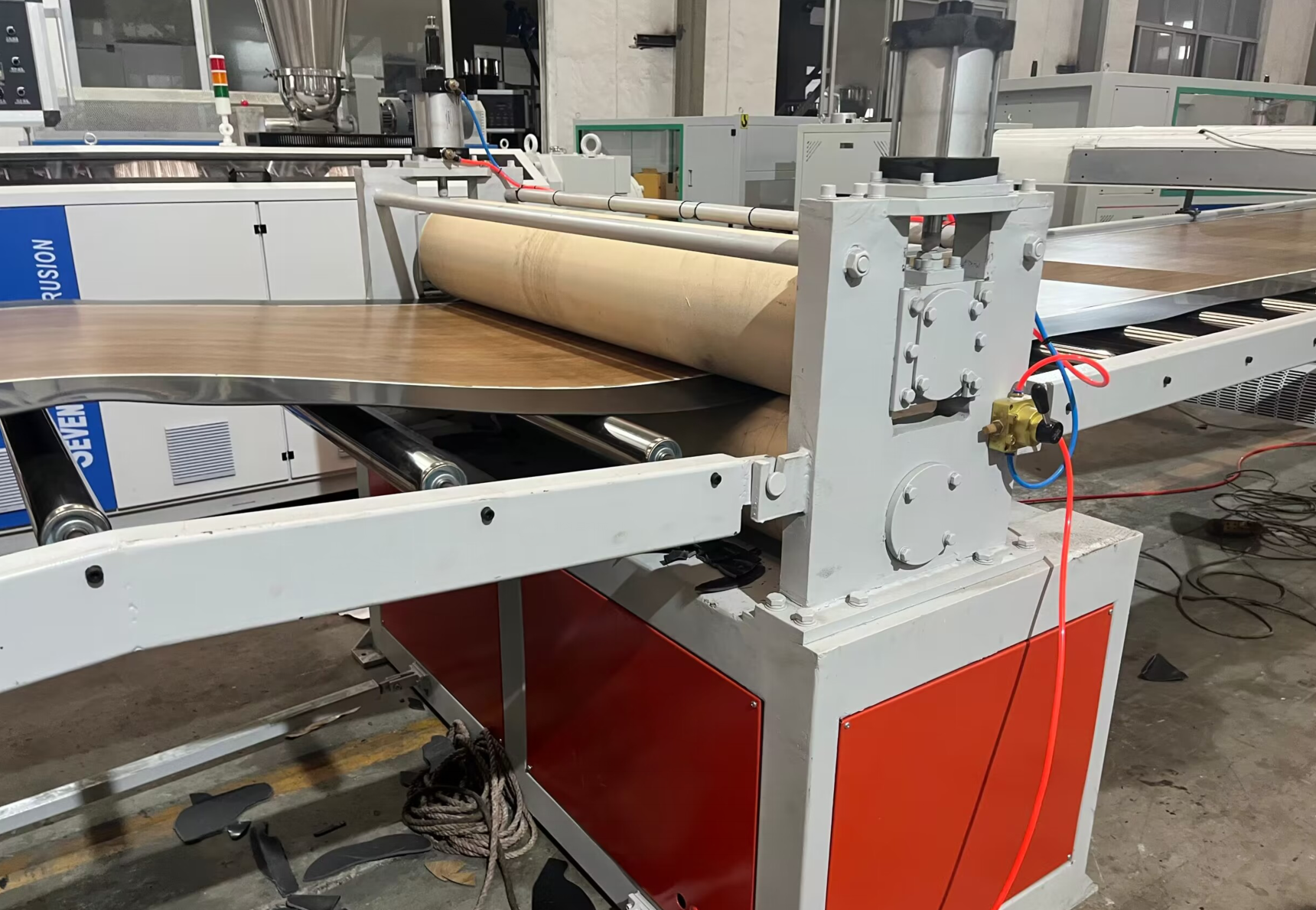 Plastic SPC Flooring Stone Making Machine WPC SPC Floor Extrusion Line 2 Layers SPC Floor Board Production Line supplier