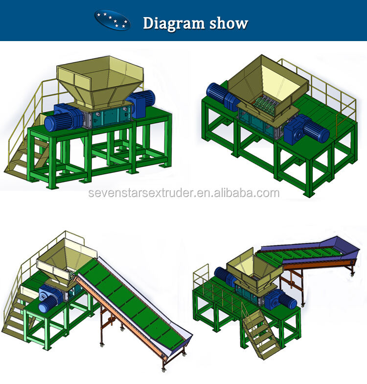 product sevenstars direct industrial scrap plastic double shaft shredder machine for waste shredding recycling-1