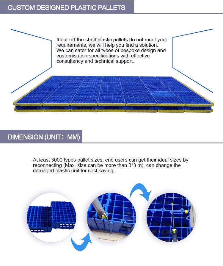 Big size 2000x2000mm load capacity 10 ton splicing custom made plastic pallet factory