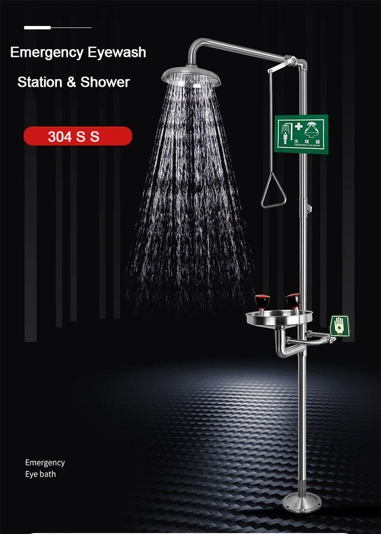 wholesale Stainless steel ss 304 combination safety emergency shower with eyewash supplier