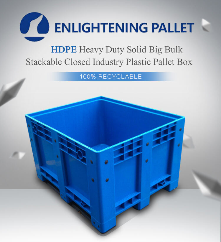 600L heavy duty hdpe solid logistic storage nally mega plastic pallet bin with lid