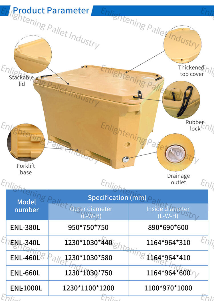 heavy duty 660l rotomold large lldpe double wall insulated fish tub for Food Transportation and Storage manufacture