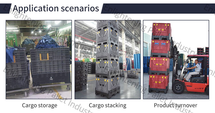 heavy duty large hdpe industrial logistic transportation warehouse storage foldable collapsed plastic pallet with wheels factory