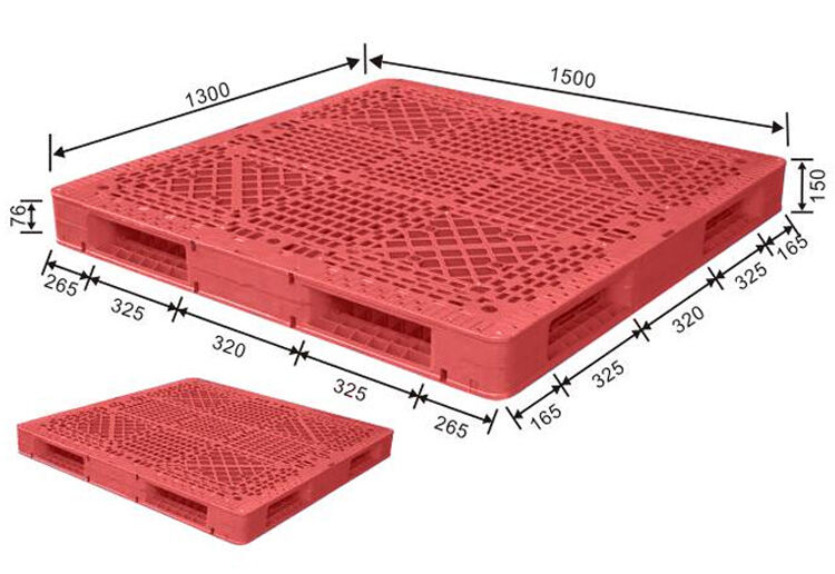 1500x1300x150 mm Cheap high quality four way entry steel reinforced hdpe standard size stackable double faced plastic pallet details