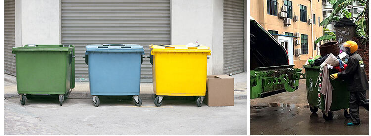 1100l pedal waste container large plastic dustbin with wheels manufacture