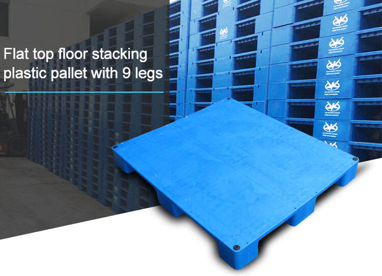 1100*1100*145 mm 9 Legs single faced Flat top floor stacking hygienic  european plastic pallet for ground  use details