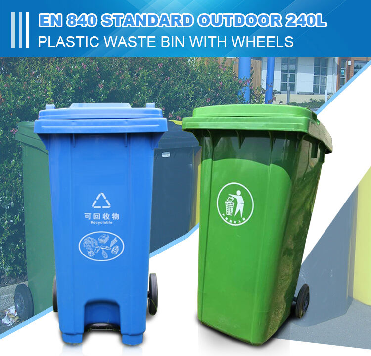 plastic trash can manufacture 240 litre trash can outdoor waste bin for recycling with lid and wheels manufacture