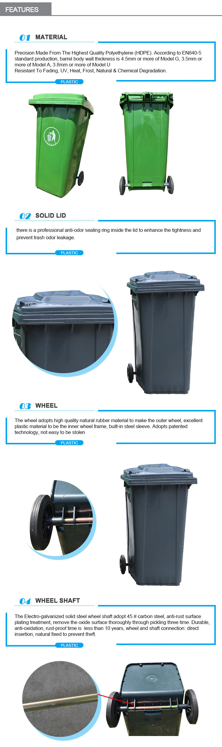 plastic trash can manufacture 240 litre trash can outdoor waste bin for recycling with lid and wheels manufacture