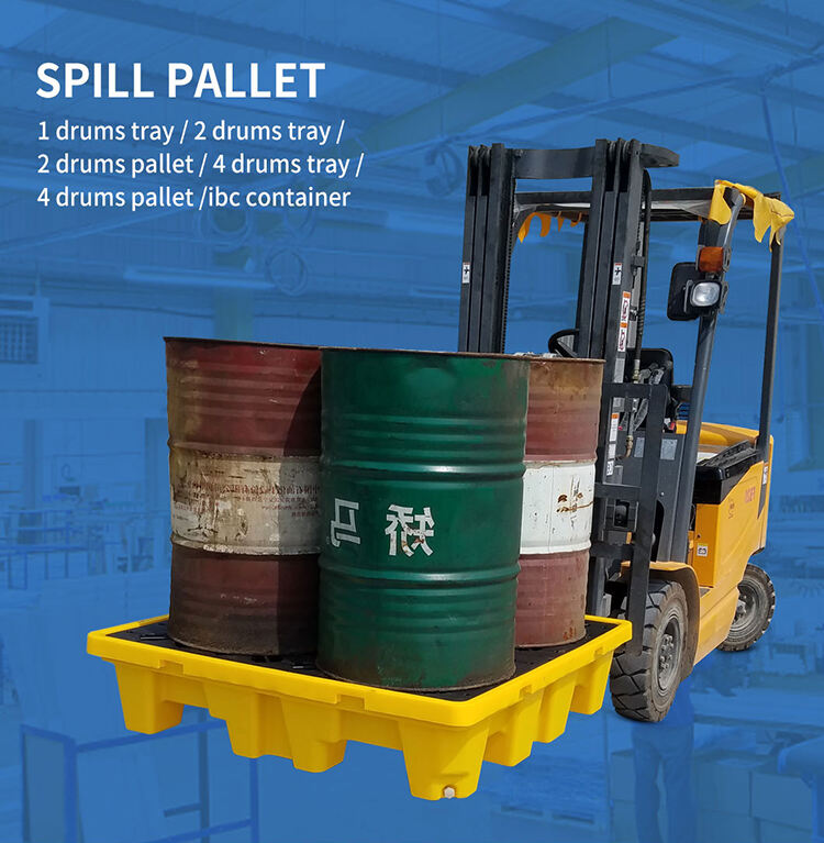4 drum bunded textile industry containment oil drum spill pallet for industrial usage factory
