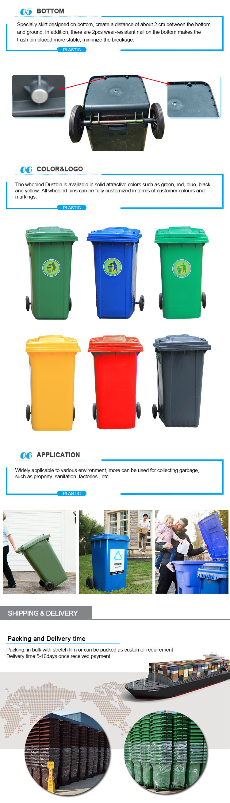 plastic trash can manufacture 240 litre trash can outdoor waste bin for recycling with lid and wheels factory