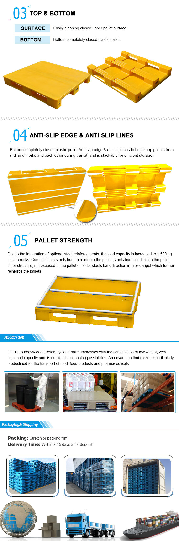 ENLIGHTENING-PLAST Food and Medicine Industry Specified Smooth Surface Euro Plastic Pallet details