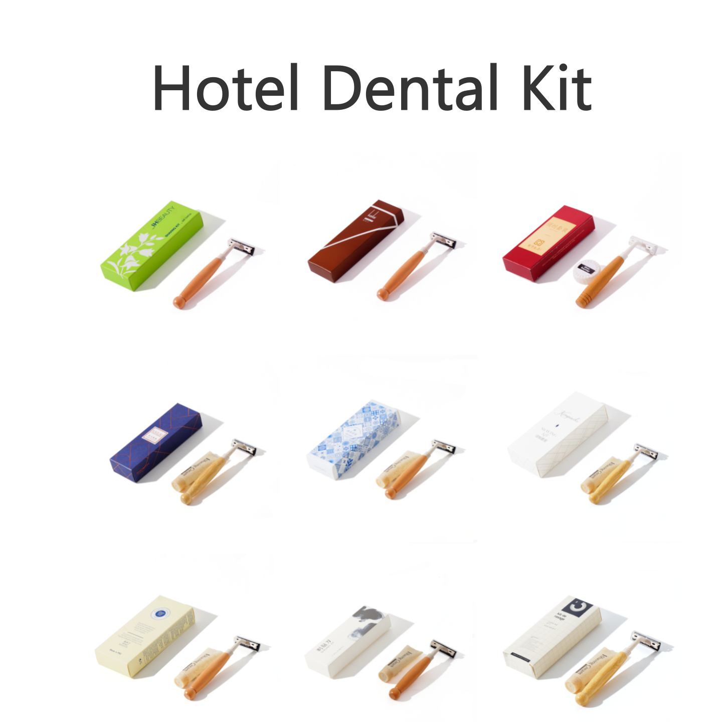 Wooden Hotel Shaving Kit With Custom Logo Packaging Luxury Disposable Razor details