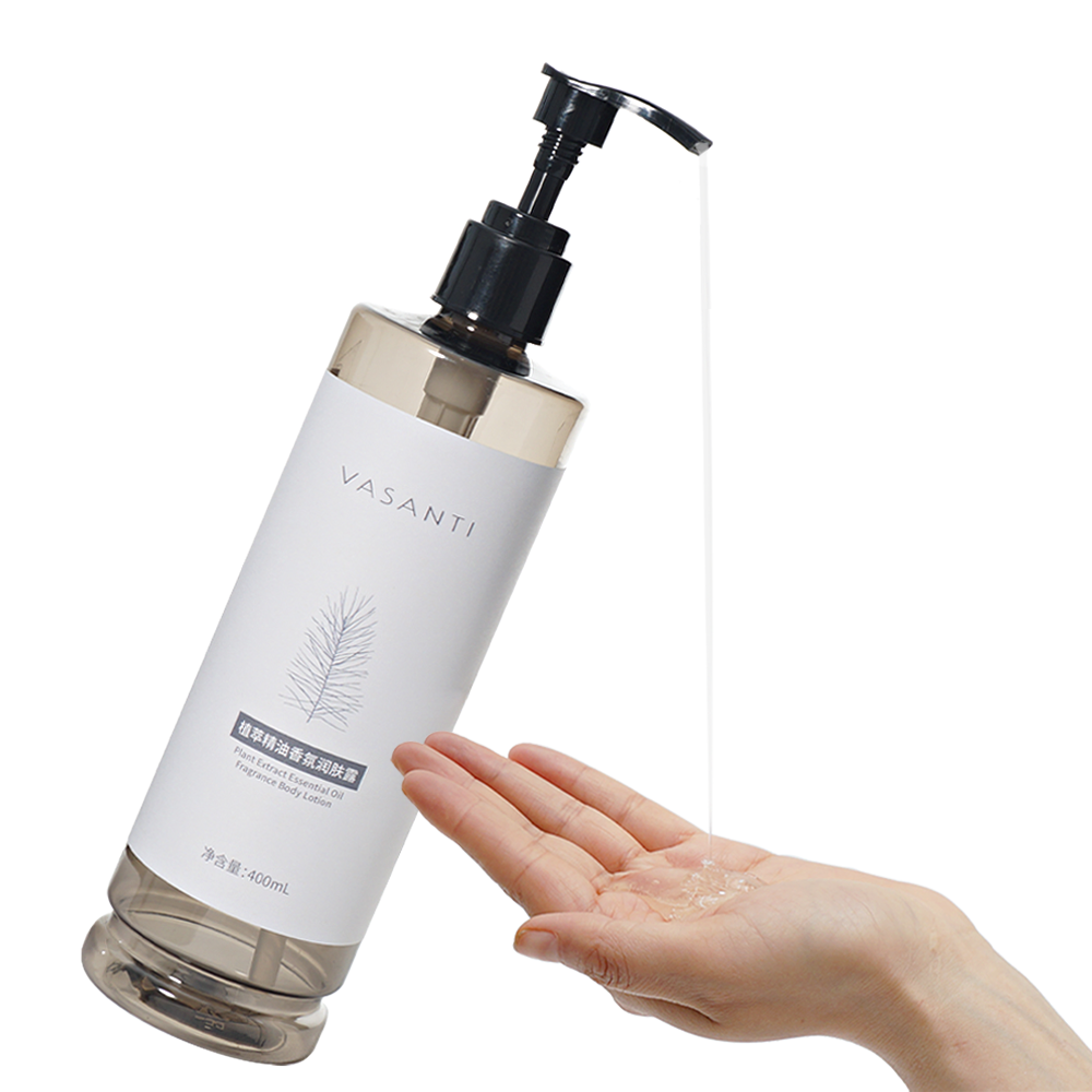 PE Plastic Bottles 300ml 500ml Transparent Grey Hotel Shower Gel Hair Shampoo Toiletries Set details