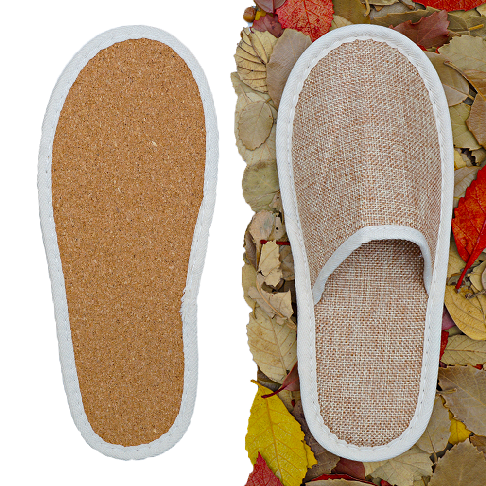 High Quality Custom Logo Biodegradable Eco-friendly Spa Hotel Slippers With Cork Sole factory