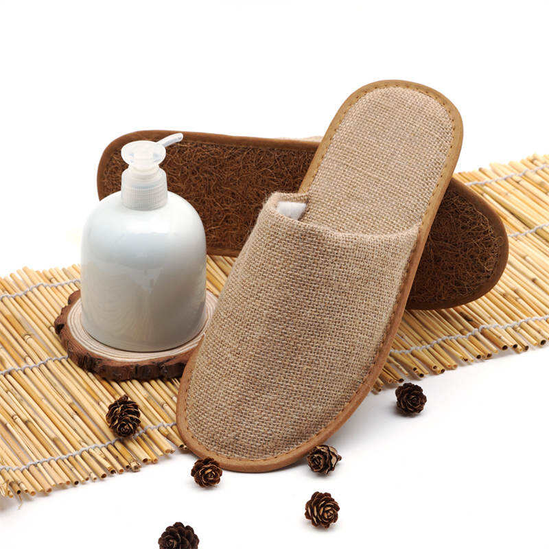 Eco-friendly Slippers brown High Quality Customized Logo Spa Disposable Hotel Slippers