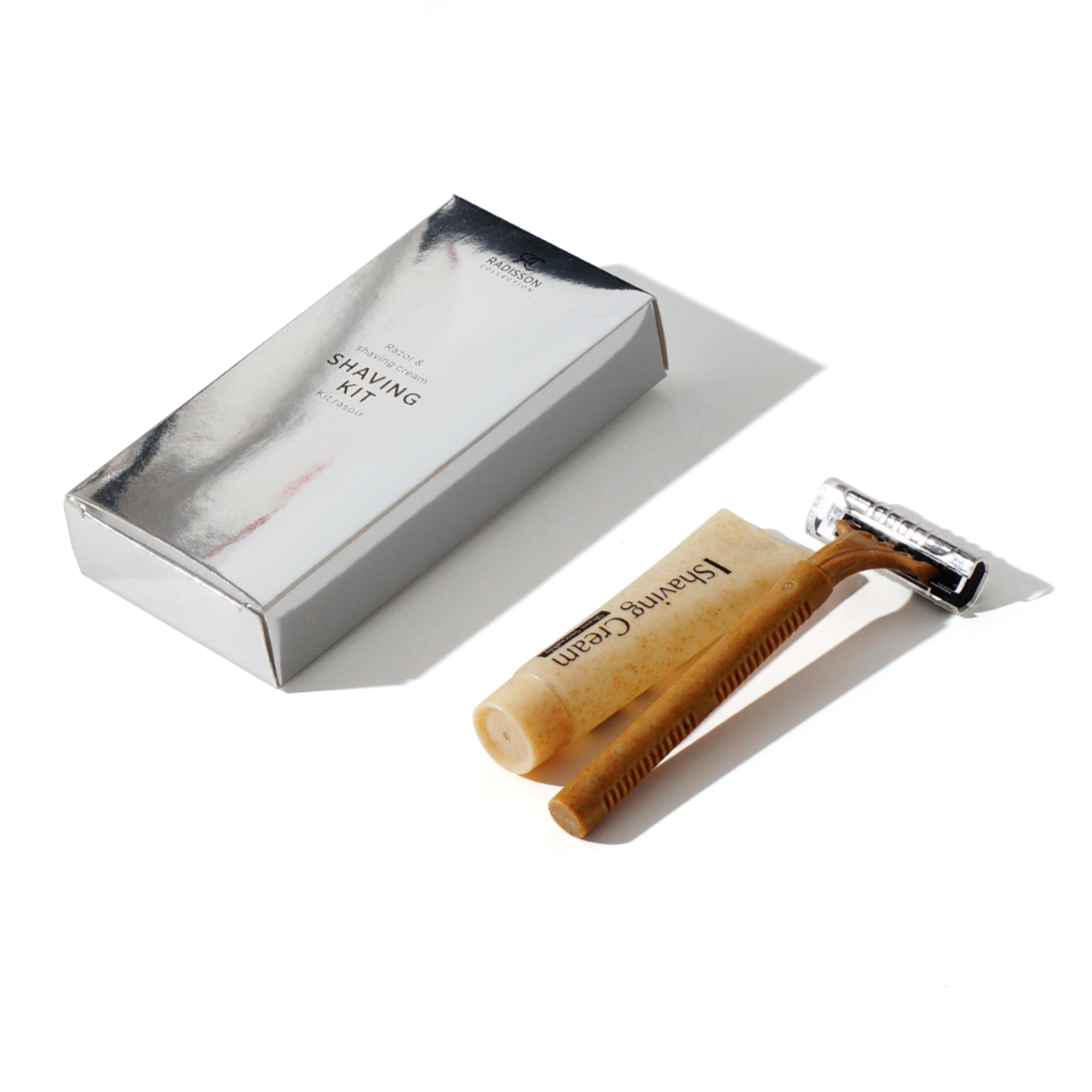 Eco-friendly Straw Shaving Razor Kit Wholesale Hotel Travel Cheap Disposable Shaving Kits for Men