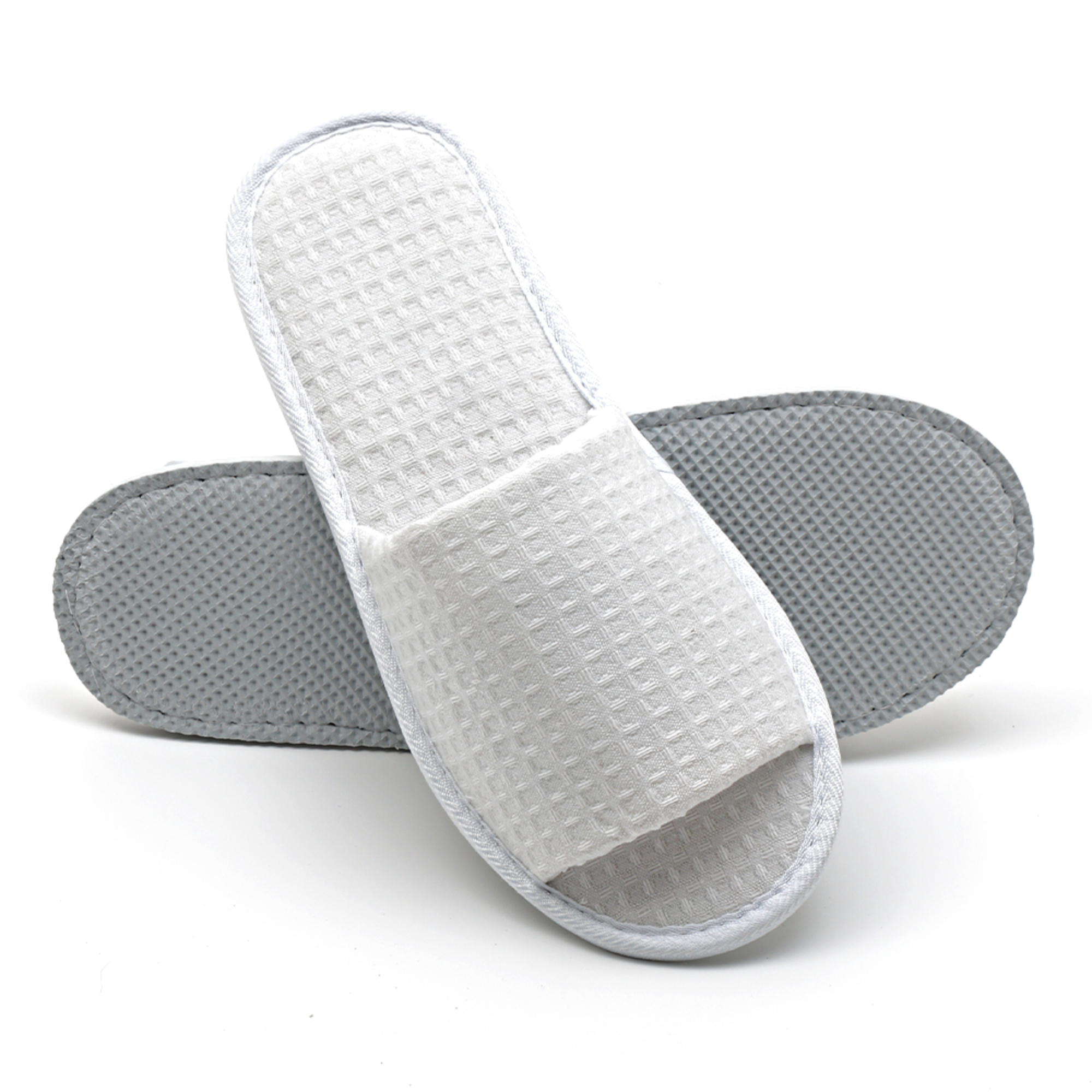 Terry Cloth Waffle Open Toe Spa Hotel Disposable Slippers 