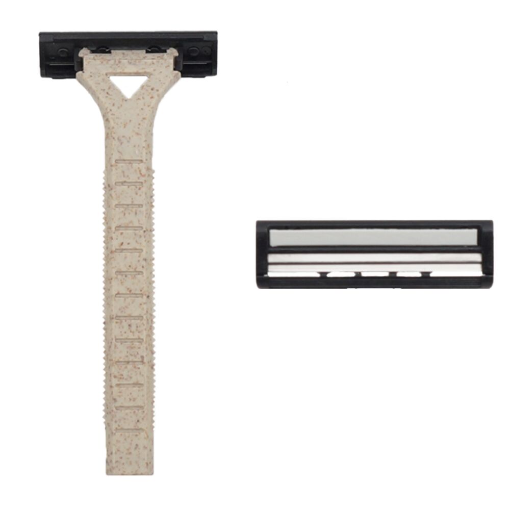 Straw shaver High quality custom bamboo/plastic hotel razor men disposable shaving kit