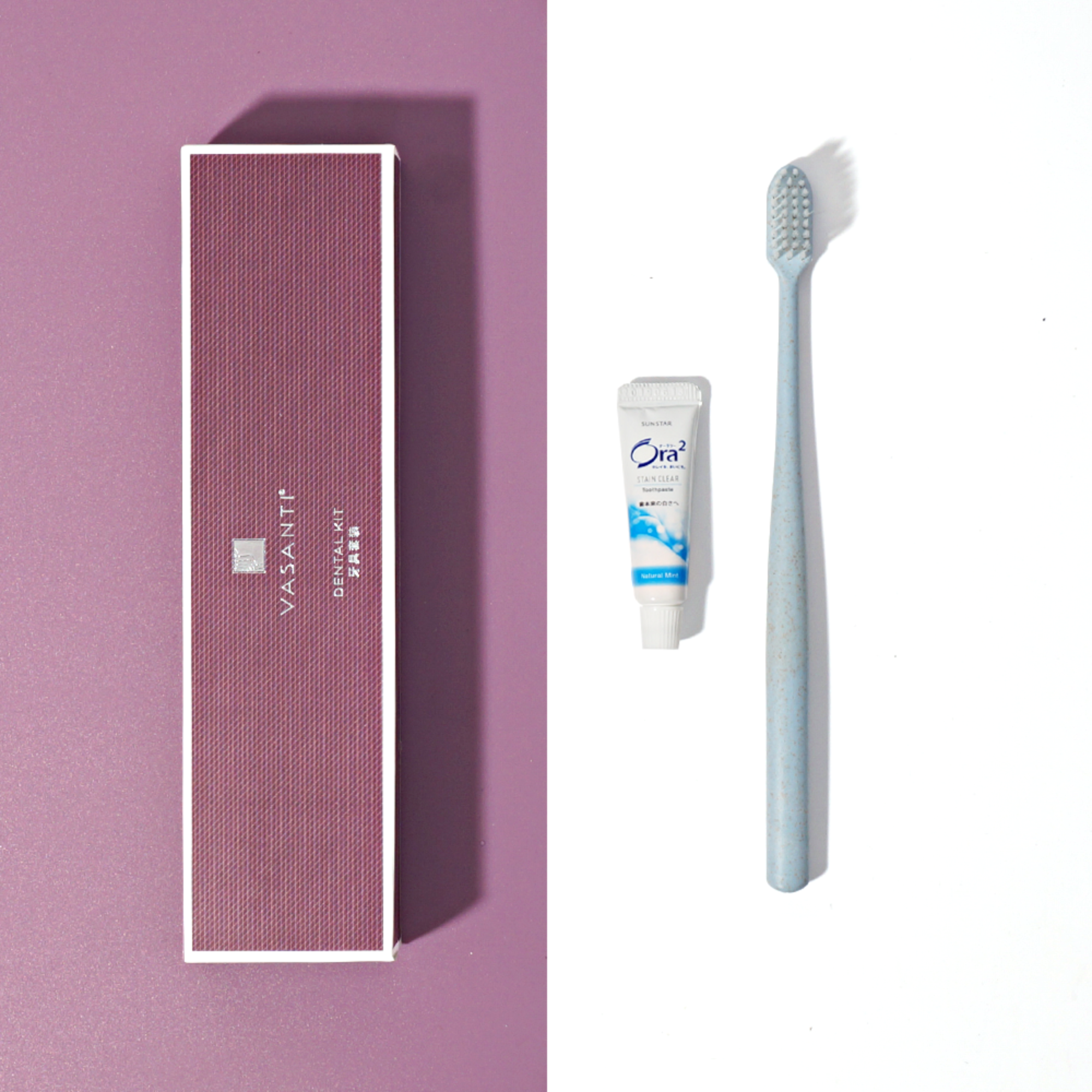 Eco-friendly Straw Hotel Dental Kit Customized Disposable Toothbrush And Toothpaste