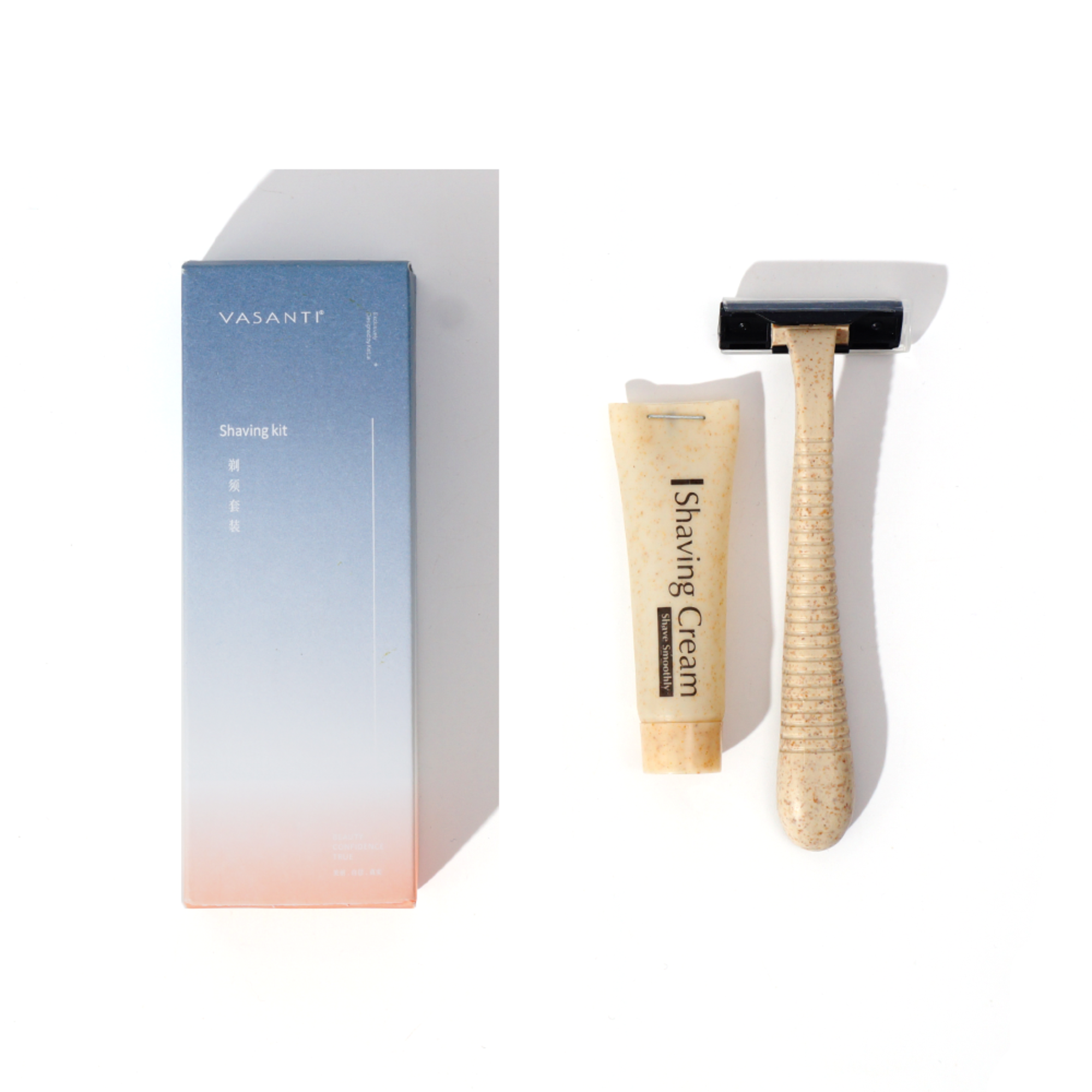 Straw Handle Eco Friendly Biodegradable Hotel Razor With Shaving Cream 