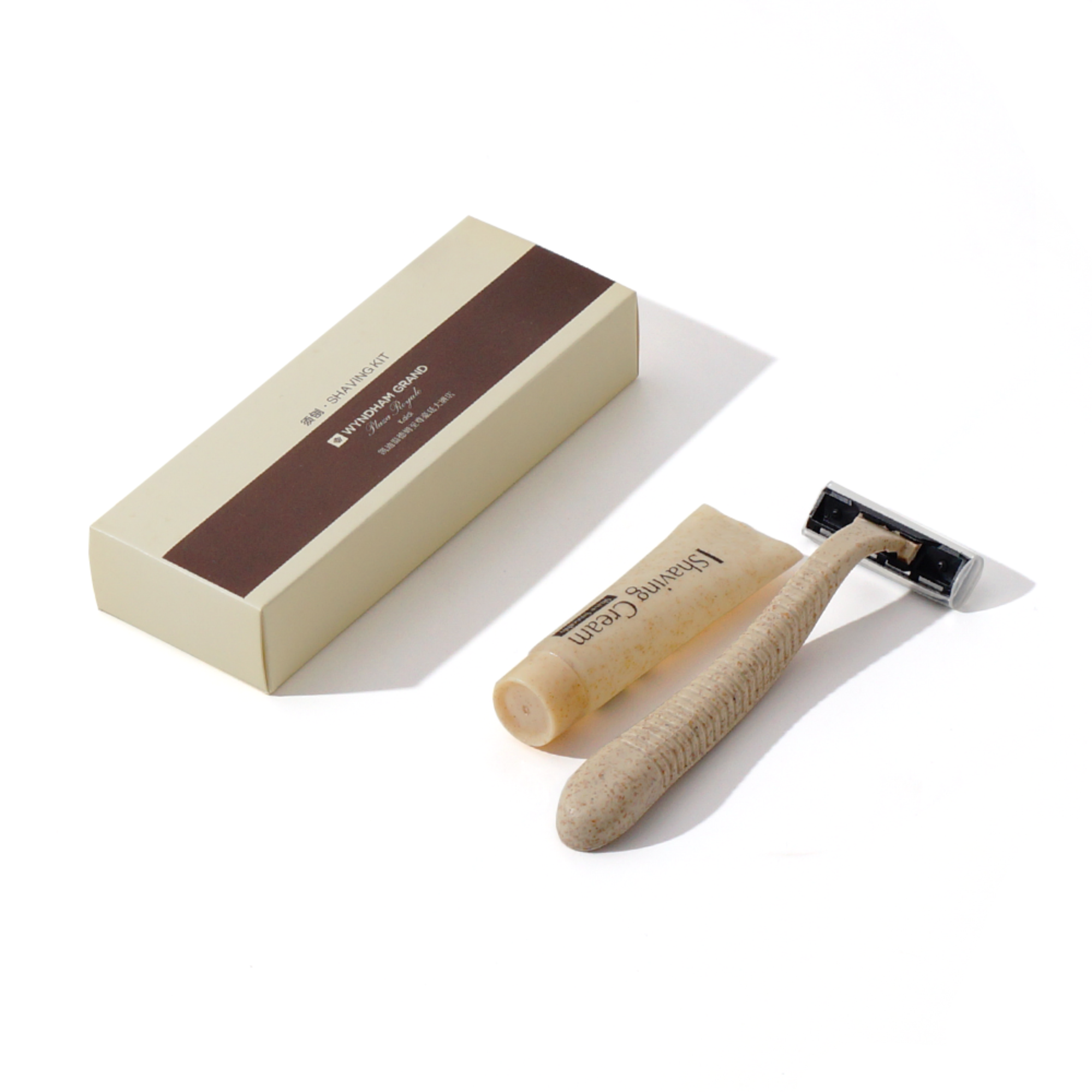 Straw Handle Disposable Razor With Shaving Cream Eco Friendly Biodegradable Hotel Shaving Kit