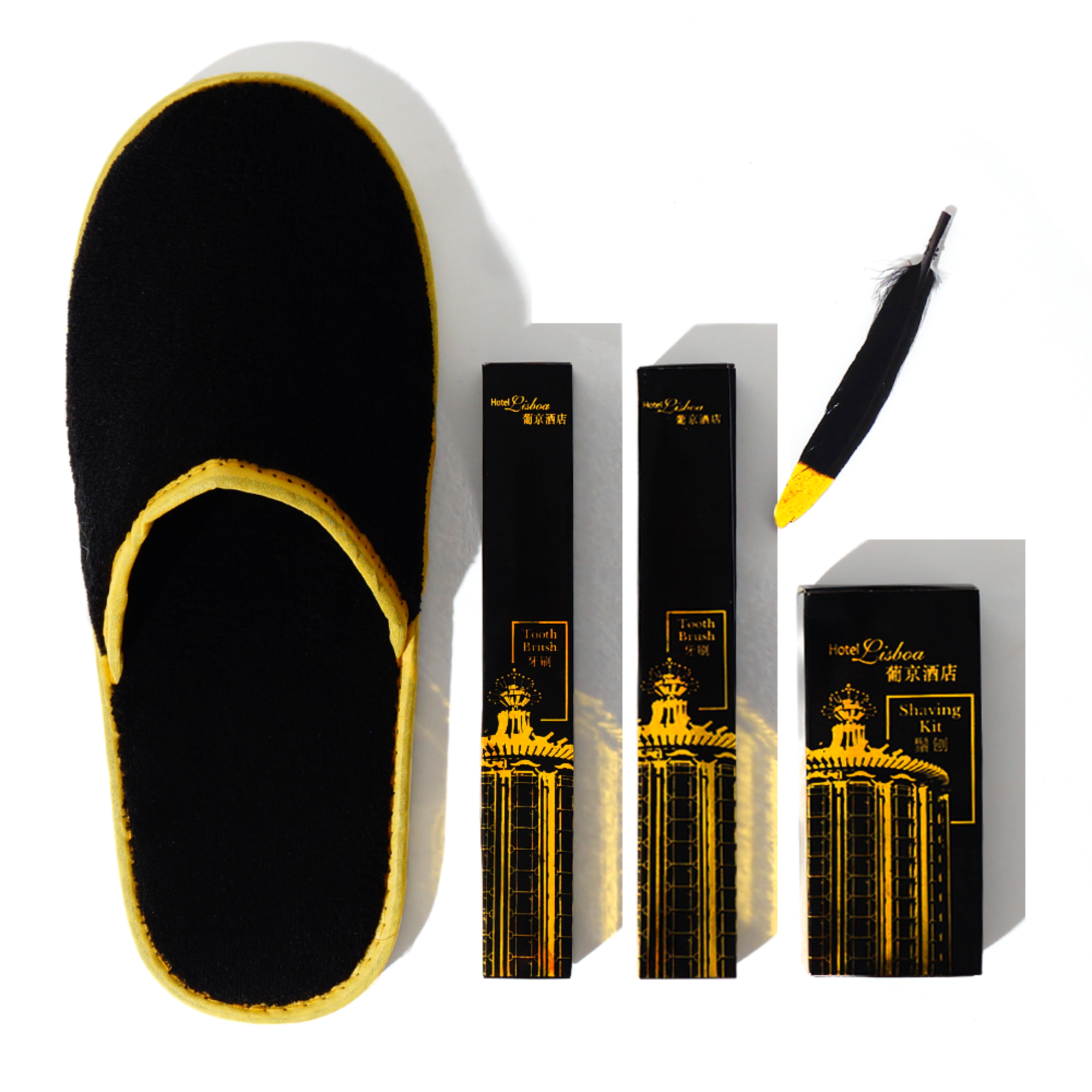 Black Color Box Packaging Hotel Disposable Amenities Set With Customized Logo