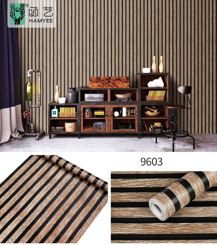 0.45*10m vintage wood grill peel and stick adhesive pvc wallpaper stickers for home decoration factory