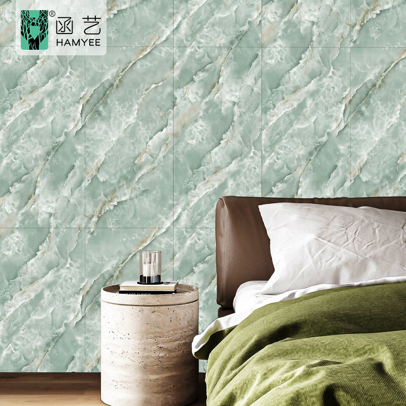 product high glossy pvc wall panels marble look eco friendly soundproof geometric waterproof wallpanel wallpaper-63