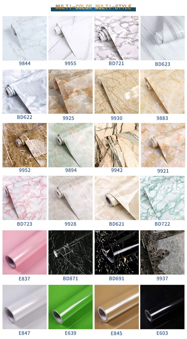 Modern Marble Wallpaper PVC Self-adhesive Decor Sticker for Dining Table Cabinet Waterproof Furniture Renovation Wall Sticker factory