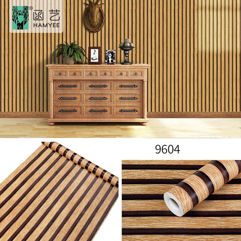 Self-Adhesive Wood Stripe Grain Wall Paper Rolls Peel and Stick Contact Paper PVC Vinyl Film Removable Waterproof wallpaper supplier