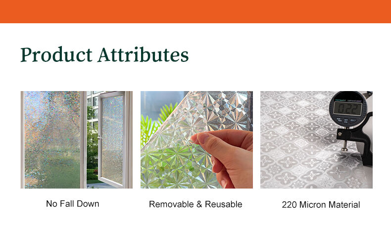 Glue-free electrostatic frosted glass film window film for bathroom window details