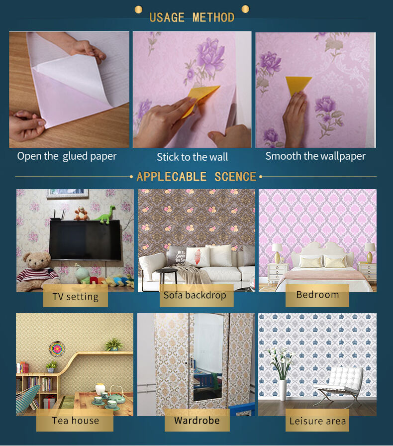 wallpaper sticker waterproof pvc wall paper 3d Self Adhesive Wallpaper for Home Decoration Flowers in Paper to Decorate Wall manufacture