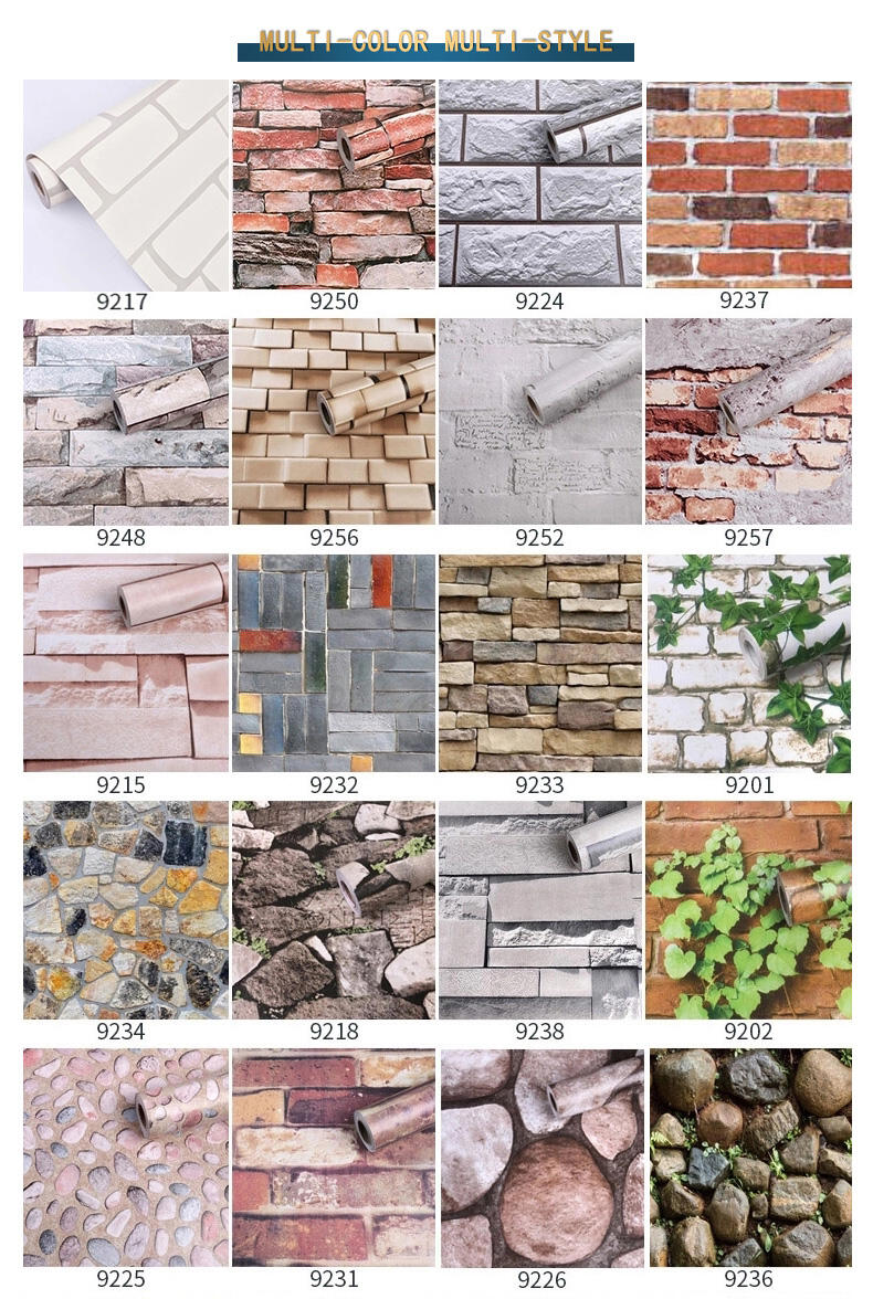 Cena tovarniške ponudbe Samolepilni stenski papir PVC film Kontaktni papir Wallpapers2fwallcoating Brick Stone 3d Sticker Wallpaper dobavitelj