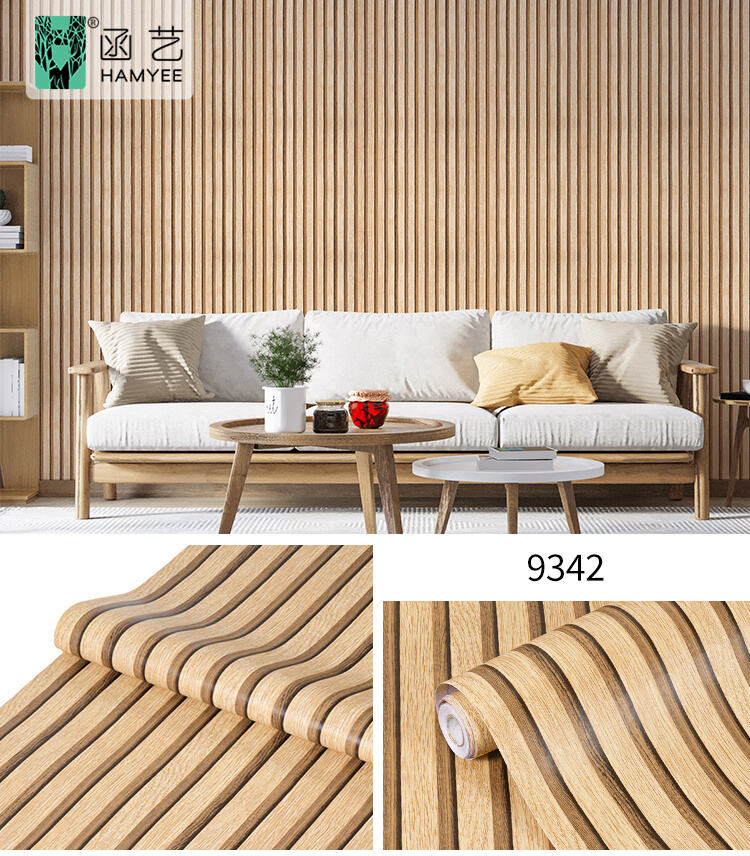 0.45*10m vintage wood grill peel and stick adhesive pvc wallpaper stickers for home decoration supplier