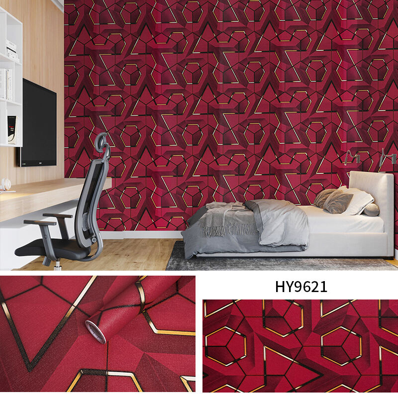 Wholesale 0.45*10m 3d gaming style peel and stick geometric wallpaper rolls wallpaper gold self-adhesive details