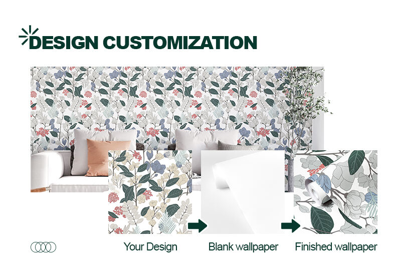 Custom design wall paper self adhesive floral wallpaper wall covering sticker rolls details