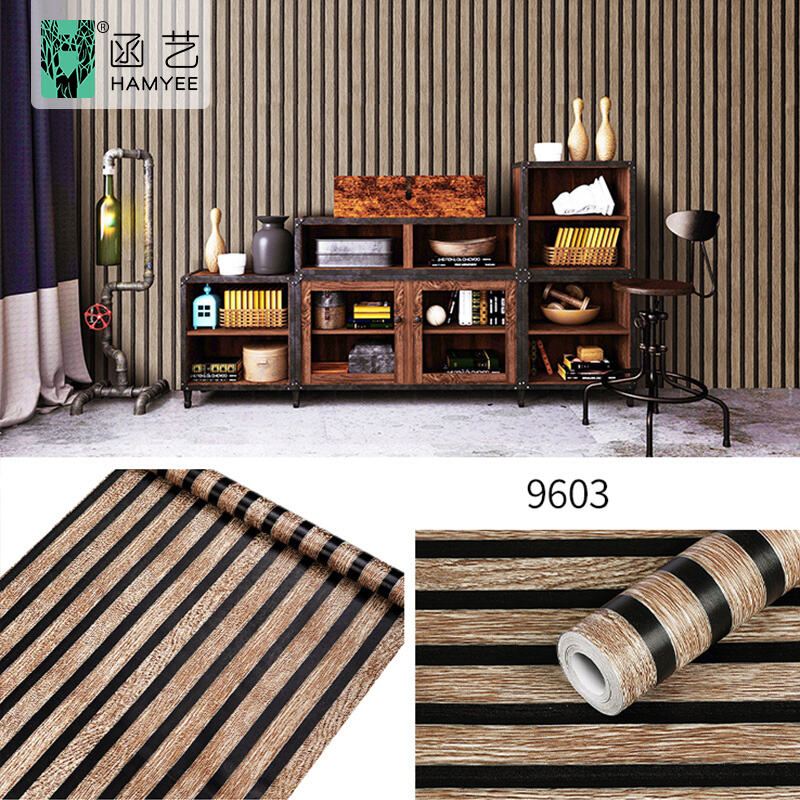 Self-Adhesive Wood Stripe Grain Wall Paper Rolls Peel and Stick Contact Paper PVC Vinyl Film Removable Waterproof wallpaper factory