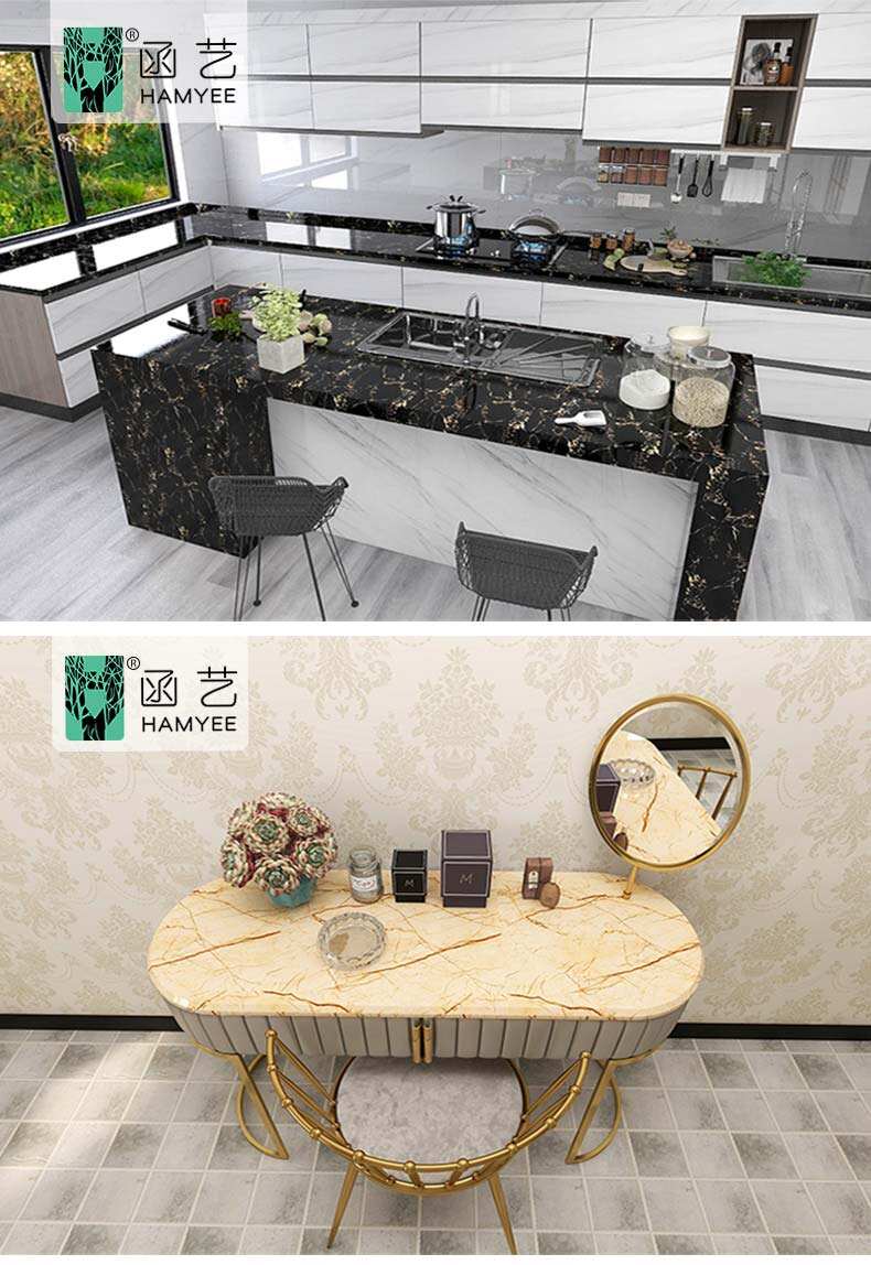 Modern Marble Wallpaper PVC Self-adhesive Decor Sticker for Dining Table Cabinet Waterproof Furniture Renovation Wall Sticker factory