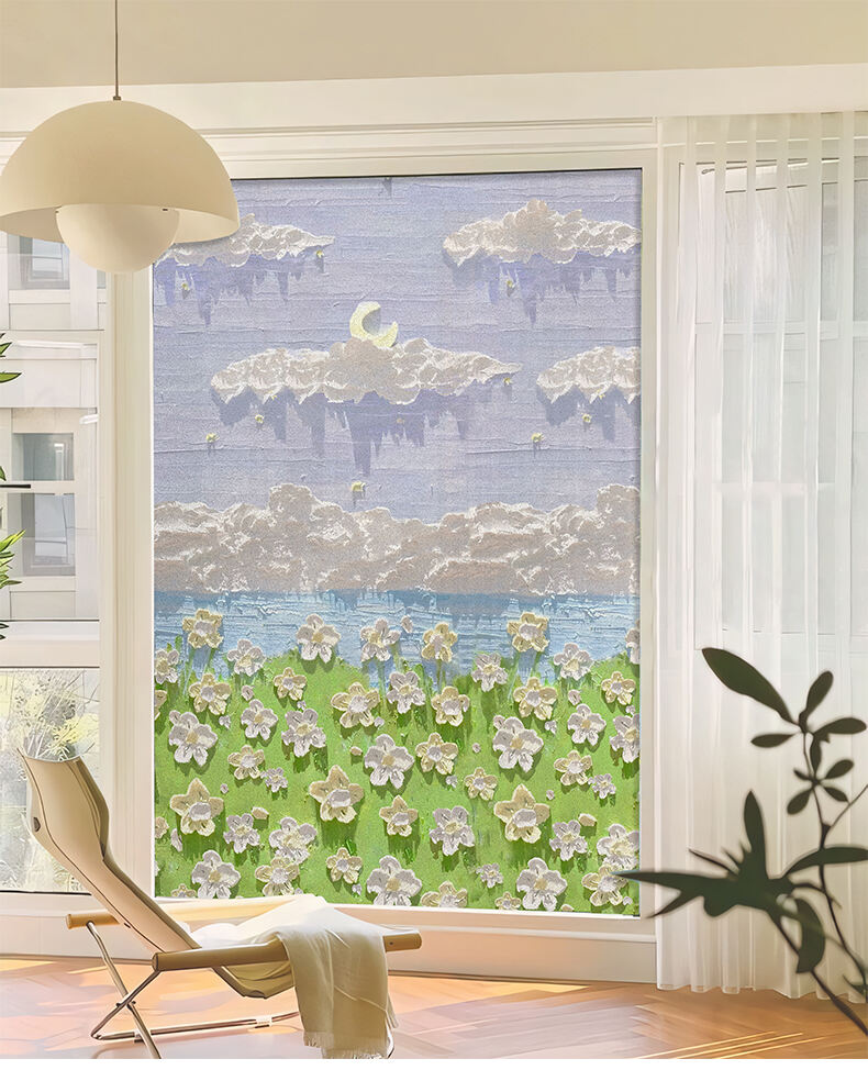 Window privacy film decorative vinyl glass decals static cling window sticker non-adhesive films factory