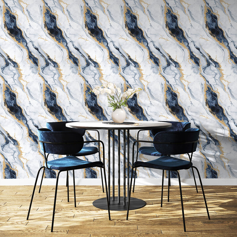 Modern high glossy pvc wall panels marble look eco-friendly soundproof waterproof marble tile wall sticker details