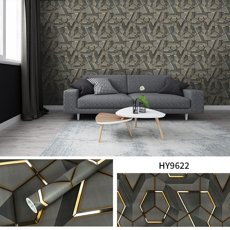 Wholesale 0.45*10m 3d gaming style peel and stick geometric wallpaper rolls wallpaper gold self-adhesive manufacture