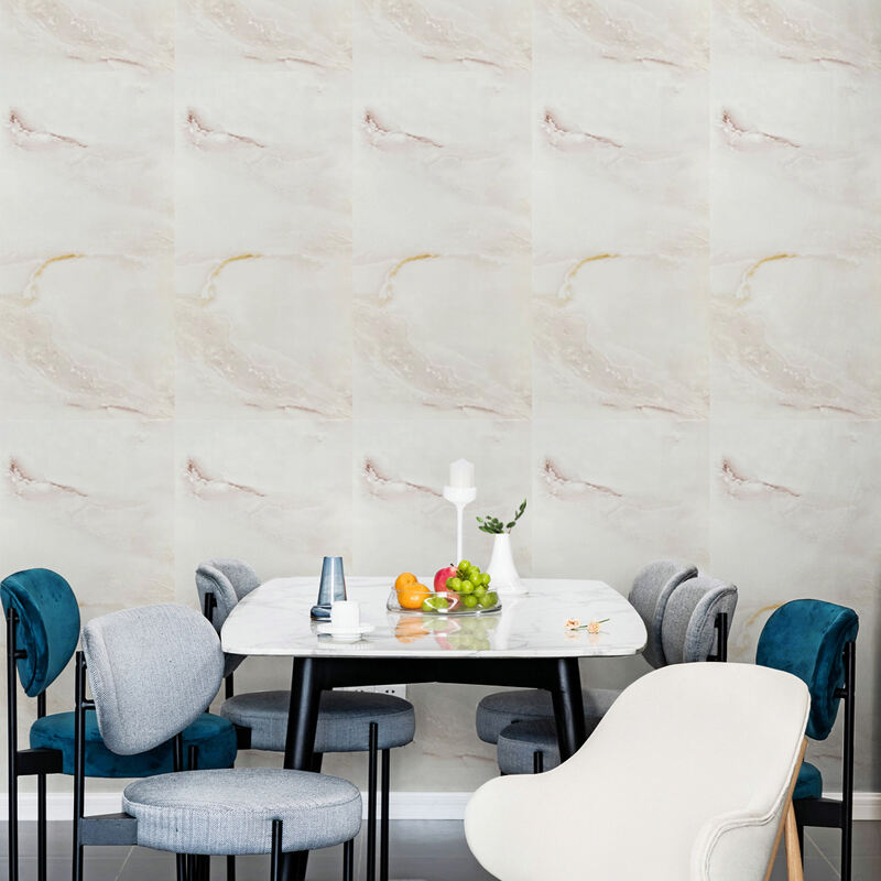 Modern high glossy pvc wall panels marble look eco-friendly soundproof waterproof marble tile wall sticker supplier