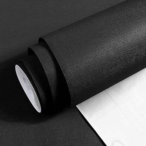 Hamyee Dedcor 15.7" X 118" Black Silk Wallpaper Embossed Self Adhesive Peel and Stick Wallpaper Removable Kitchen Wallpaper Vinyl Black Wallpaper Cabinet Furniture Countertop Paper Textured Wallpaper