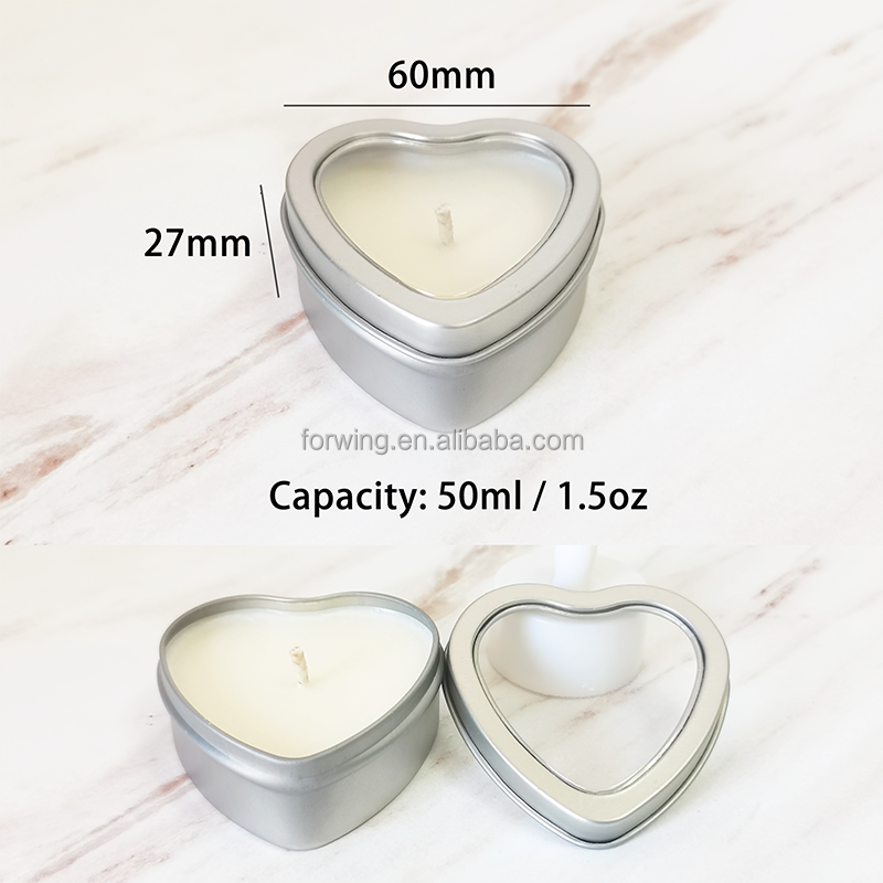 Mini DIY Candle Making Tin Box Heart Shaped Square Portable Outdoor Candle Tin Can Metal Gift Box details