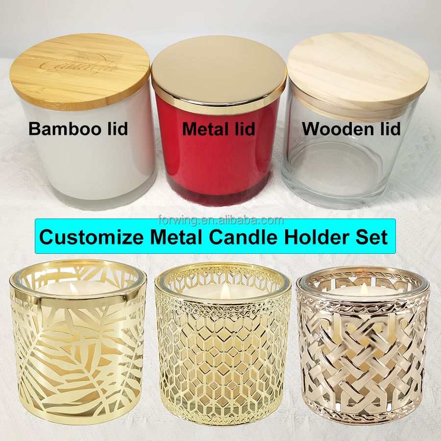 Wholesale Glass Candle Holders Luxury Candle Jars Custom Label Color Candle Vessels Containers With Lid manufacture