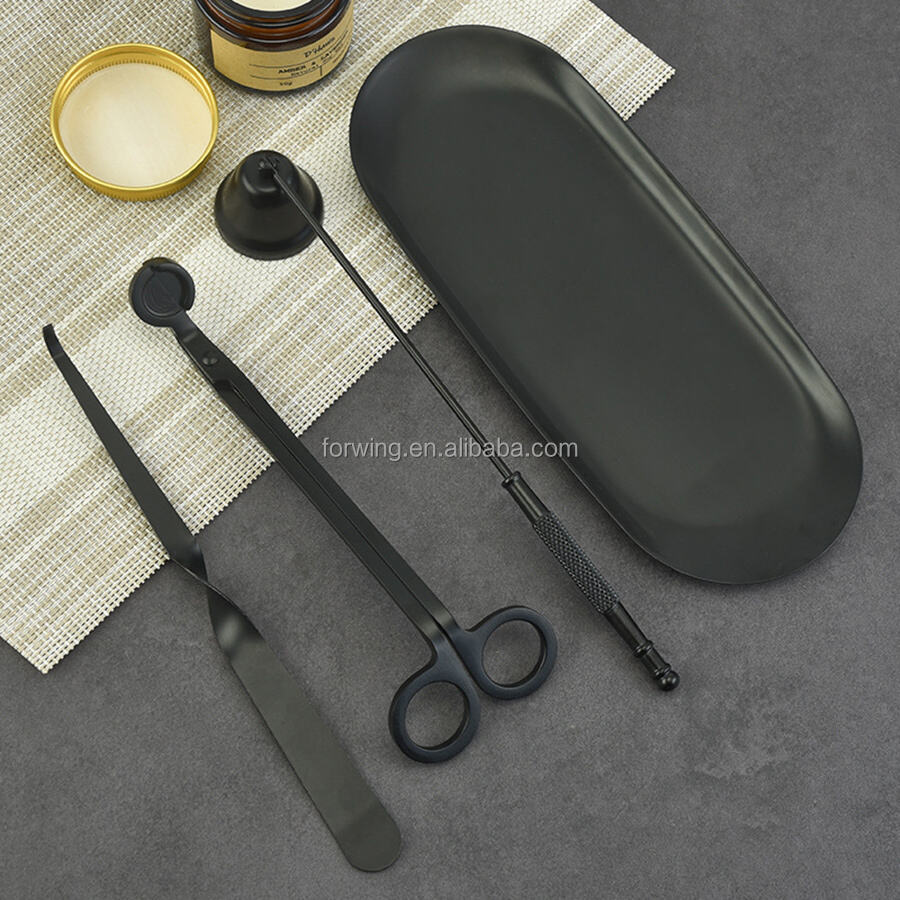 Candle Care Tools Set Candle Wick Trimmer Scissors Dipper Snuffer Tray Gold Black Silver Candle Accessories Set factory