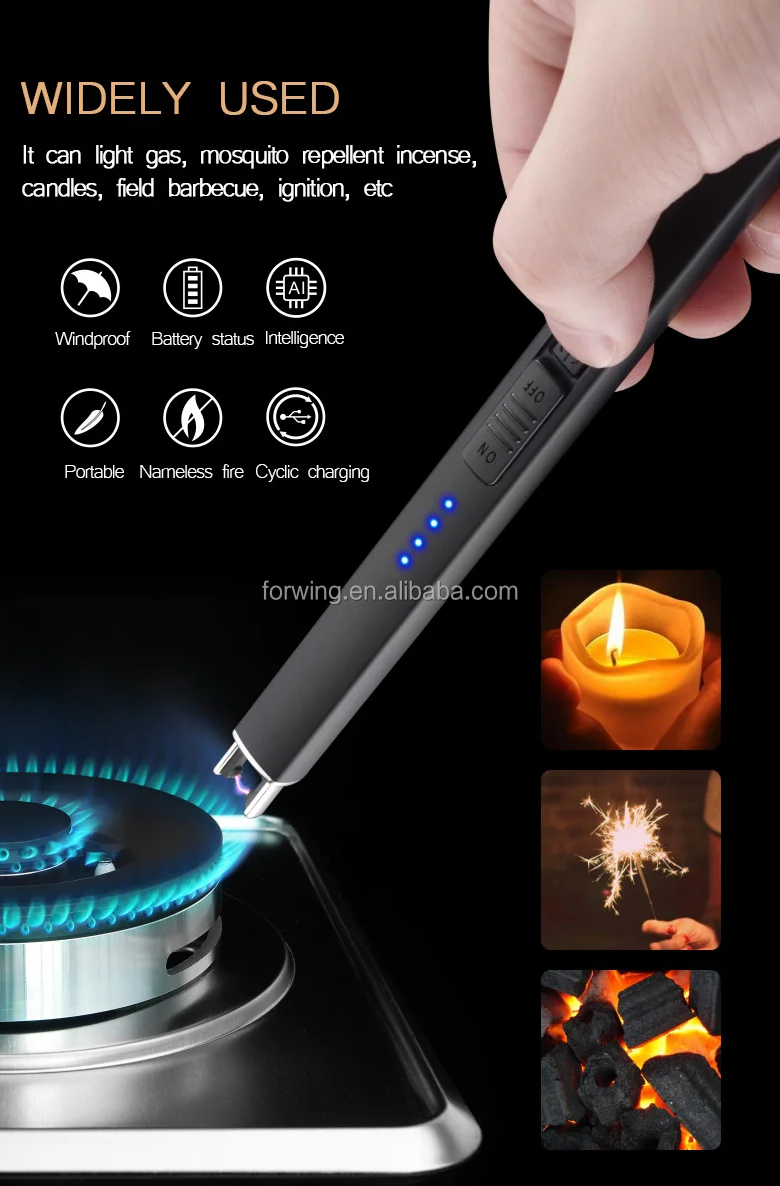 Hot Sale Rechargeable USB Electric Plasma Candle Lighter Metal BBQ Candle Lighter for Home Custom Logo and Refillable Feature manufacture