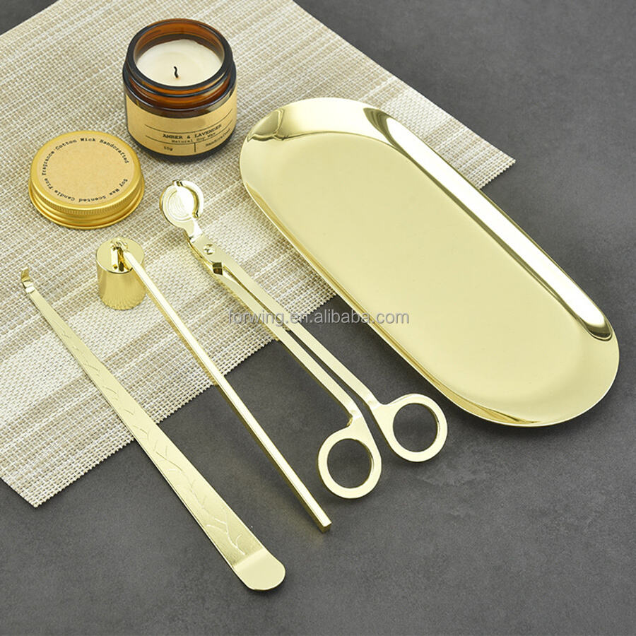 Candle Care Tools Set Candle Wick Trimmer Scissors Dipper Snuffer Tray Gold Black Silver Candle Accessories Set supplier