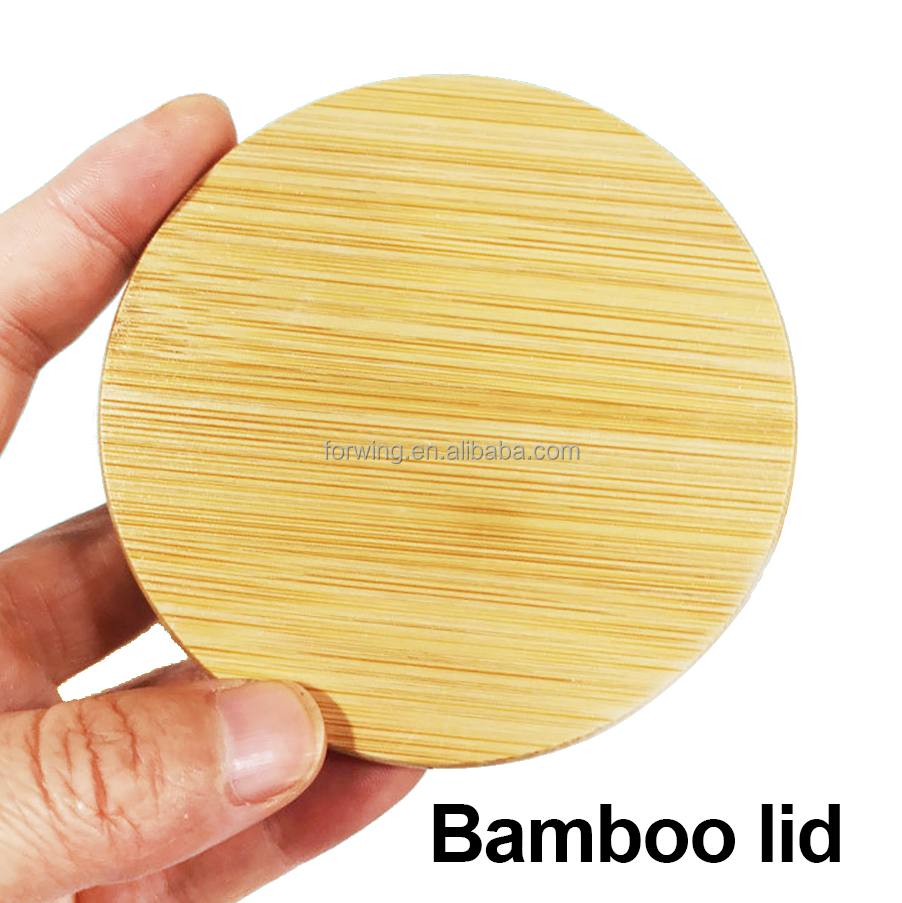 Wholesale 70mm 86mm Durable Drink jar Mason Jar Lids Wooden Bamboo Lid With Straw Holes details